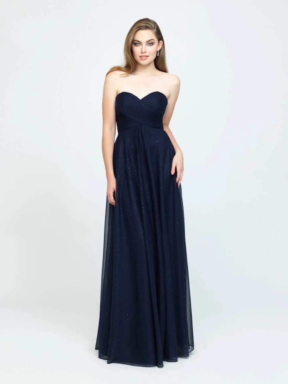 Allure bridesmaid bridal Strapless Navy sparkle gown dress size 4